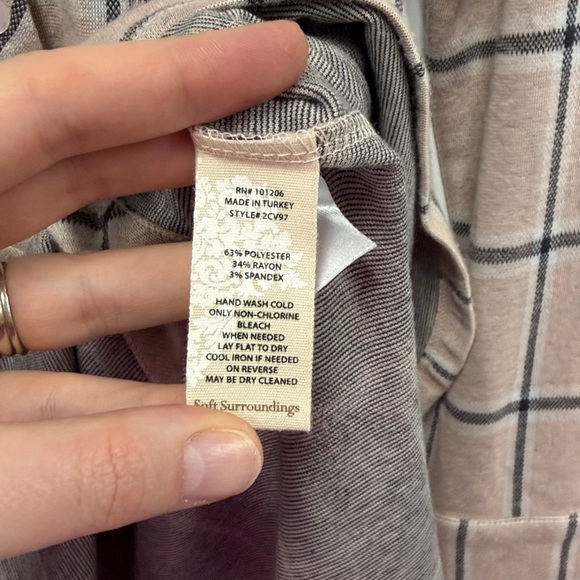 Soft Surroundings Calais plaid top in pink and gray xs - Picture 6 of 8